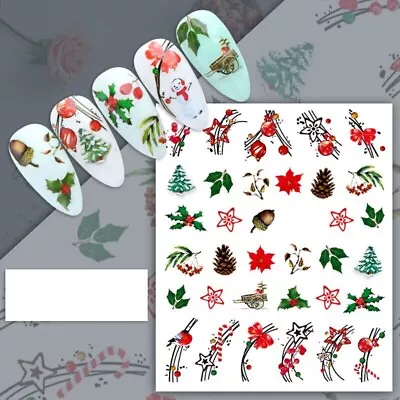 Nail Art Stickers Decals Christmas Trees Mistletoe Holly Pine Corns Candy Canes • $3.29