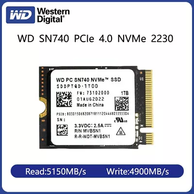 $179.95 • Buy New WD SN740 1TB 2TB SSD M.2 2230 NVMe PCIe Gen 4x4 SSD For Suface Pro Laptop