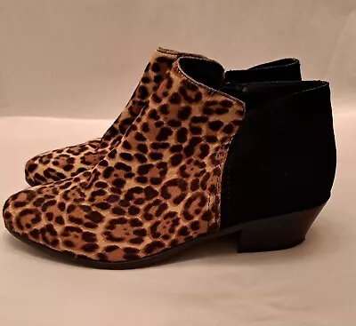 Womens G. H. Bass Co.  Nina  Leopard Print/Black Suede Ankle Boots Size 9M • $44