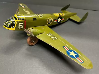 Vintage 1950's Marx Tin Metal Litho Windup US Army Toy Airplane Bomber • $89.10
