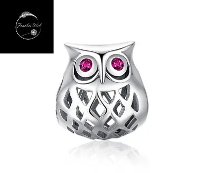 Genuine 925 Sterling Silver Love My Owl Animal Bead Charm For Bracelets With CZ • £14.90