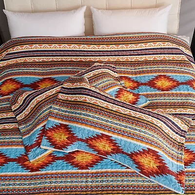 3 PCS Oversize Rustic Southwestern Quilt Set Western Bedding Bedspread Set SS03 • $39.98