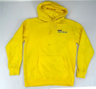 READ** Mac Miller Faces Official Hoodie Size S Yellow Hoodie Faces Distressed • $39.95