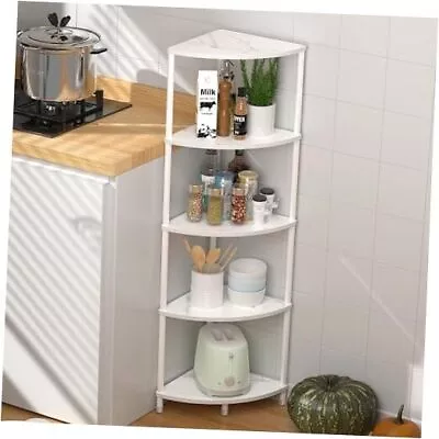 5 Tier Corner Shelf Stand 44.1  Kitchen Shelf Organizer 5-tier Marble White • $73.40