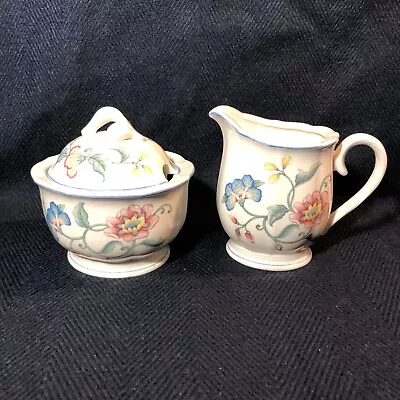 Villeroy And Boch  Delia  Creamer & Sugar With Lid Multi-Colored Flowers • $32