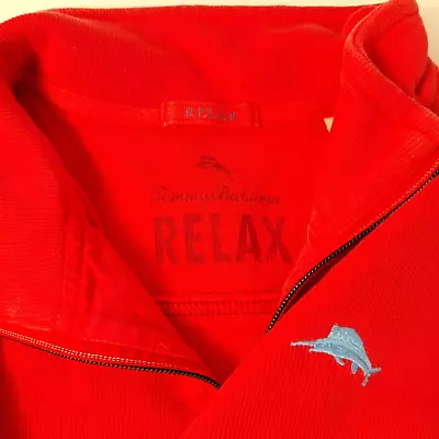 Tommy Bahama  Relax  Pullover Sweater Mens Sz M Melon Half Zip Long Sleeve • $29.99