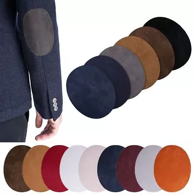 1 Pair Badges Applique Repair Elbow Knee Iron-on Fabric Patch Suede Oval • £3.24