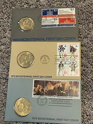 1974 1975 & 1976 American Revolution Bicentennial Commemorative First Day Covers • $9
