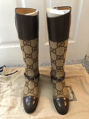 £599 • Buy Gucci Women Leather Knee High Boots Shoes Size 37.5