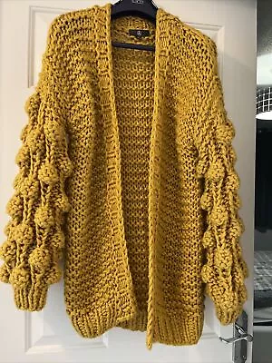 Misguided Women’s Mustard Chunky Knitted Cardigan Size S/M • £4.50