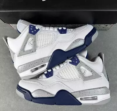 Men's Basketball Shoes Midnight Blue AJ4 Brand New White Air4 Jordan4 No Box • $105