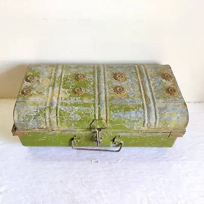 1940s Vintage Old Primitive Handpainted Treasure Trunk Box Decorative T648 • $268