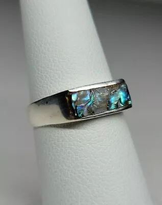 Sterling Silver Maker: ACC Abalone Band Ring 925 Sz: 6.25 • $15