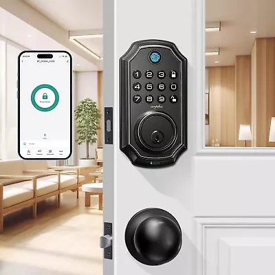 Smart Fingerprint Door Lock 2 Door Knob Keypad Door Lock With Handle APP Control • $159.99