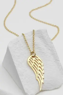 9ct Yellow Gold 7.5mm X 20.5mm Cutout Angel Wing Adjustable Necklace RRP £223.99 • £149.99