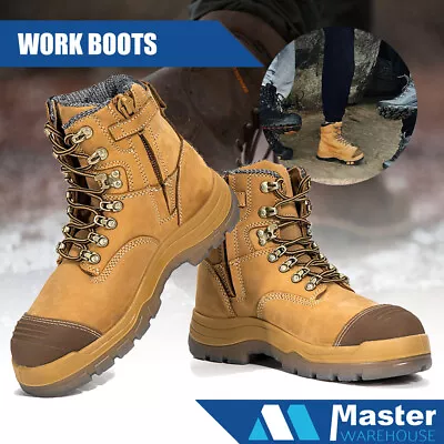 Rock Rooster Work Boots Steel Toe Safety High Leg Zip Side Lace-Up UK SIZE • $161.29