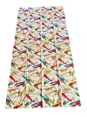 Vintage Aviation Curtain Panels Twin Bed Spread Or Use As Fabric Barnstormer Pla • $39