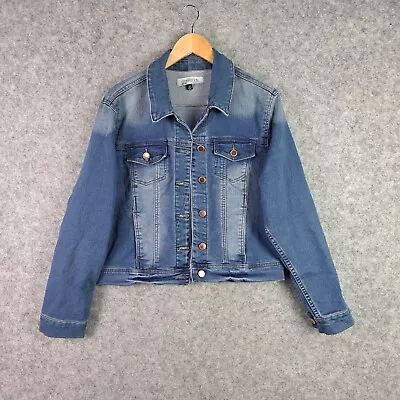 Crossroads Jacket  Womens 14 Blue Denim Button Collared Pocket Long Sleeve 4402 • $28.45