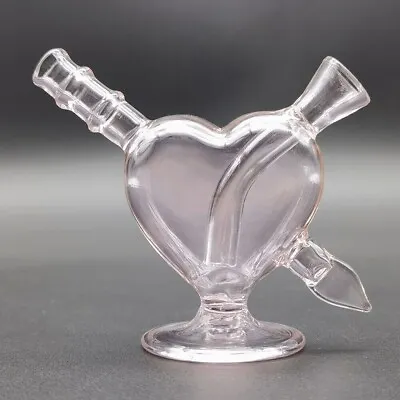 Mini Glass Bong 💘 Pink Heart Hand Pipes Bubbler Shisha Hookah Water Pipe Bongs • $13.29