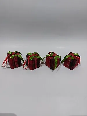 Tartan Gift Box Christmas Tree Decorations Set Of 4 • £2