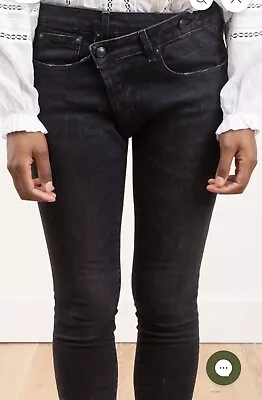 R13 Women's Size 27 Distressed Black Stretch Skinny Crop Jeans • $69.99