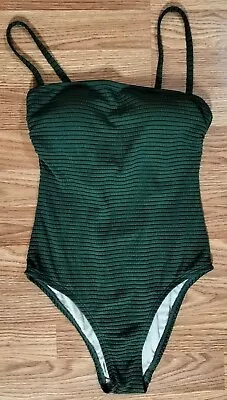 Kona Sol One Piece Basket Weave Textured High Coverage Strappy Back Size M Olive • $9