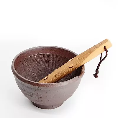 Japanese Suribachi Mortar Surikogi Pestle Stoneware Bowl Made In Japan Mauve NEW • $39.99