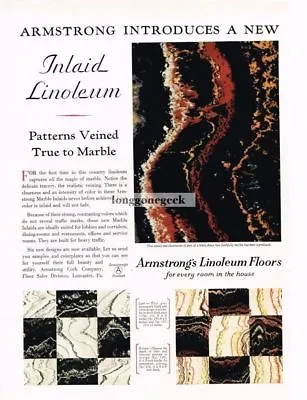 1931 Armstrong Cork Co. Linoleum Floors Inlaid Vintage Print Ad • $8.95