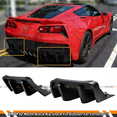 For 2014-2019 Corvette C7 Z06 Stingray Big Fin Matt Black Rear Bumper Diffuser • $159.99