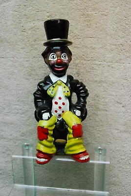 1960's Vintage Black Rodeo Clown Whiskey Decanter Terra Cotta Figure Japan 8  Ht • $15.99