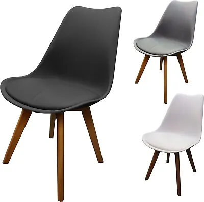 £99.95 • Buy Dining Chair Set Retro Tulip Style Design White Black Grey Wooden Legs Kitchen