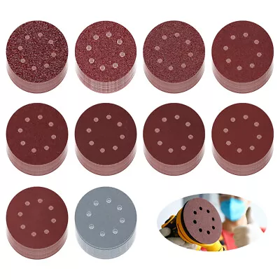 100Pcs 5inch 8 Hole Sanding Discs Hook & Loop Sander Sand Paper Orbital Sander • $14.72