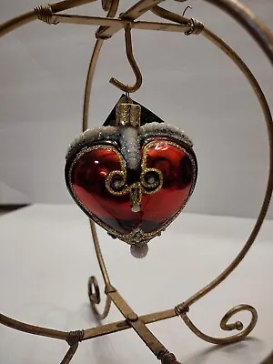Antique Vintage Glass Heart Ornament • $19.10