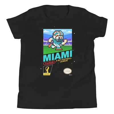 Miami Dolphins Football 8-bit Retro Nintendo Jersey Youth Kid Child Boys T-Shirt • $24.99