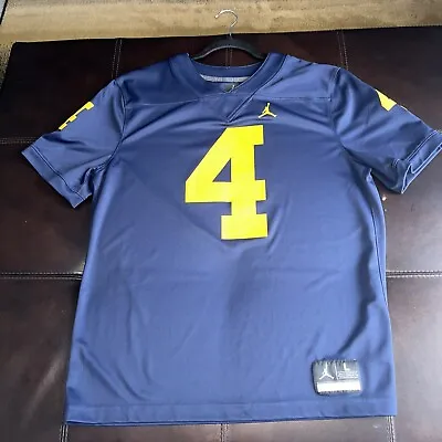 Michigan Wolverines Jordan Football Game Jersey #4 Blue Mens Large • $35