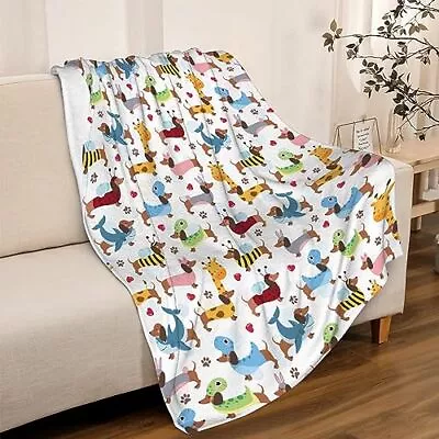 Cute Dachshund Animals Blanket Gifts Super Soft Lightweight Flannel Blankets ... • $44.76