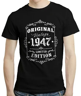 77th Birthday Gift Idea Vintage 1947 Retro 77 Years Old T-shirt Tshirt Tee • £10.99