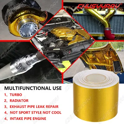 2  15FT Gold Intake Heat Reflective Tape Wrap Self-adhesive High Temperature • $12.49