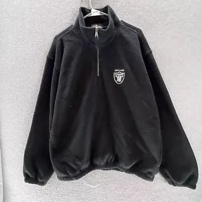 Oakland Raiders Men Sweatshirt Large Black Fleece 1/4 Zip Mock Neck Embroidered • $18.84
