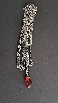 SS 925 Fantasy Necklace 90cm With Red Quartz Pendant Similar To Trollbeads • $79