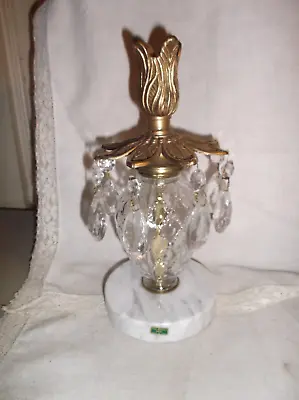 Vintage Estate Marble Base Brass Candle Holder W/ Crystal Prisms • $30