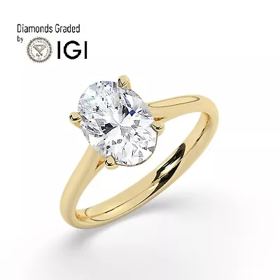 Oval Solitaire 14K Yellow Gold Engagement Ring 1 Ct Lab-grown IGI Certified • $1048