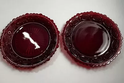 Vintage Avon 1876 Cape Cod Plates Ruby Red Glass 8” Set Of 2 • $10