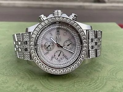 Breitling Super Avenger Chronograph A13370 9+ CT Diamonds Watch • $8800