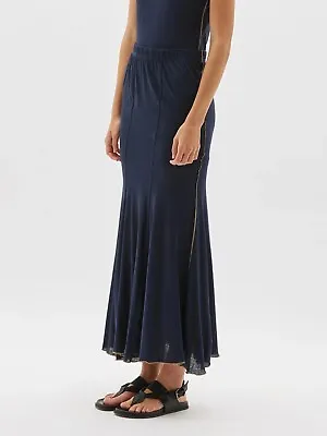 BASSIKE Longerline Jersey Skirt In Blue Ink Sz M BNWT RRP $295 • $125