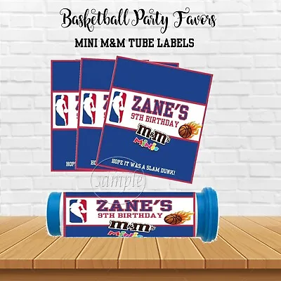 Basketball Birthday Party Favors MINI M&M Tube Labels Candy Wrappers - 12 CT • $10.20