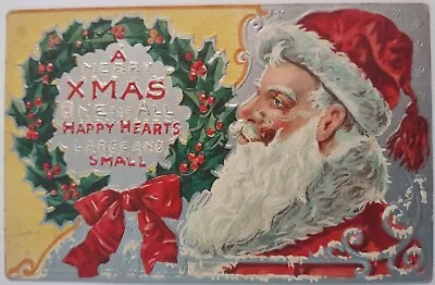 Vintage Postcard Christmas XMAS Santa Embossed Silver Sled AA6 • $8.65