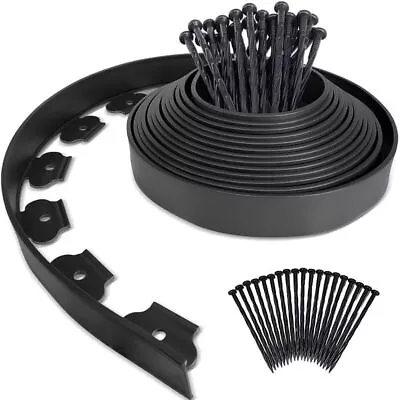 2 Inch Tall No-Dig Landscape Edging Kit 20 FT Bonus 20Pcs Spiral Spikes Black... • $25.08