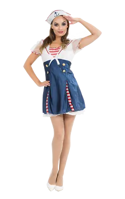 Orion Costumes Womens Navy Sailor Uniform Fancy Dress Costume • £32.99