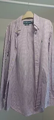 Polo Ralph Lauren Men Purple Stripe Custom Fit Shirt. Size M • £20